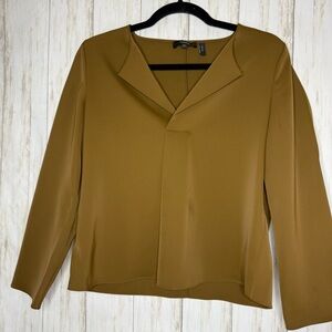 Theory Brown Green V Neck Blouse